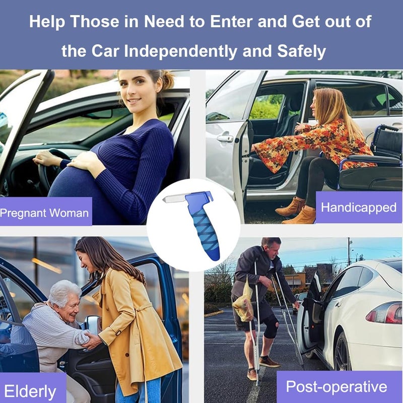 Atojarkle Car Door Handle for Elderly, Door Grab Handle Assist, Ultra Grip Mobility Handle for Car, Car Door Latch Bar for Easily Get Out of Car, Anti-Slip Design, Blue/1 Pack - Image 2